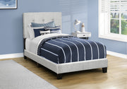 Twin Size Upholstered Bed, Light Grey Boucle-Bed-DECOROLALA
