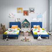 Twin Size Upholstered Platform Bed with Button Tufted Headboard-Simple Bed Frame-DECOROLALA