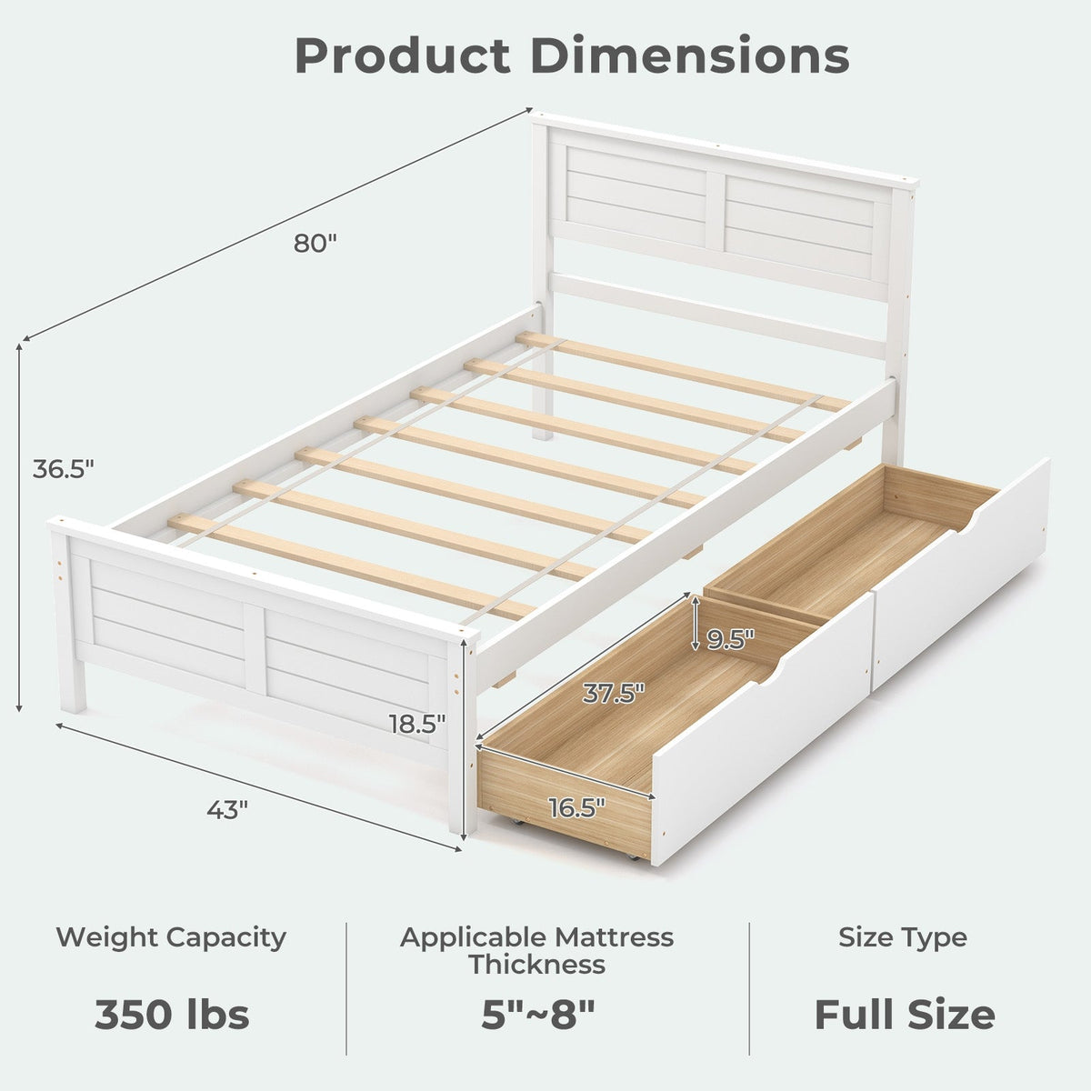 Twin Size Bed Frame with Storage Drawers-Trundle Bed Frame-DECOROLALA