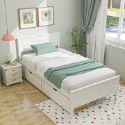 Twin Size Bed Frame with Storage Drawers-Trundle Bed Frame-DECOROLALA