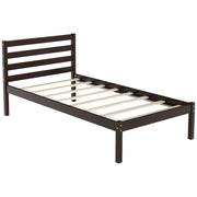 Twin Size Wood Platform Bed Frame with Headboard-Simple Bed Frame-DECOROLALA