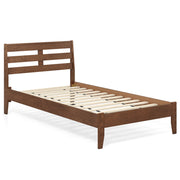 Twin Size Wood Platform Bed Frame with Slat Headboard-Simple Bed Frame-DECOROLALA
