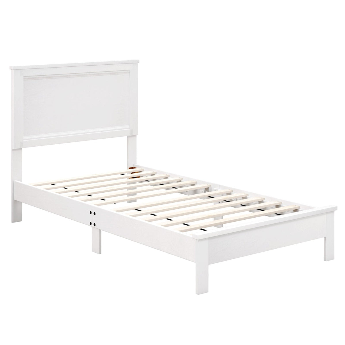 Twin Size Wooden Bed Frame with Headboard and Slat Support-Simple Bed Frame-DECOROLALA