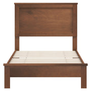 Twin Size Wooden Bed Frame with Headboard and Slat Support-Walnut-Simple Bed Frame-DECOROLALA