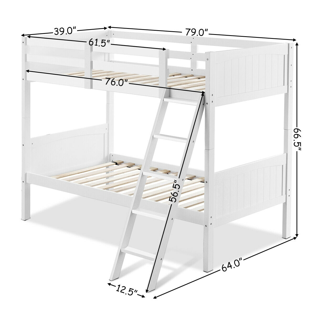 Twin Size Wooden Bunk Beds Convertible 2 Individual Beds-Bunk Bed Frame-DECOROLALA
