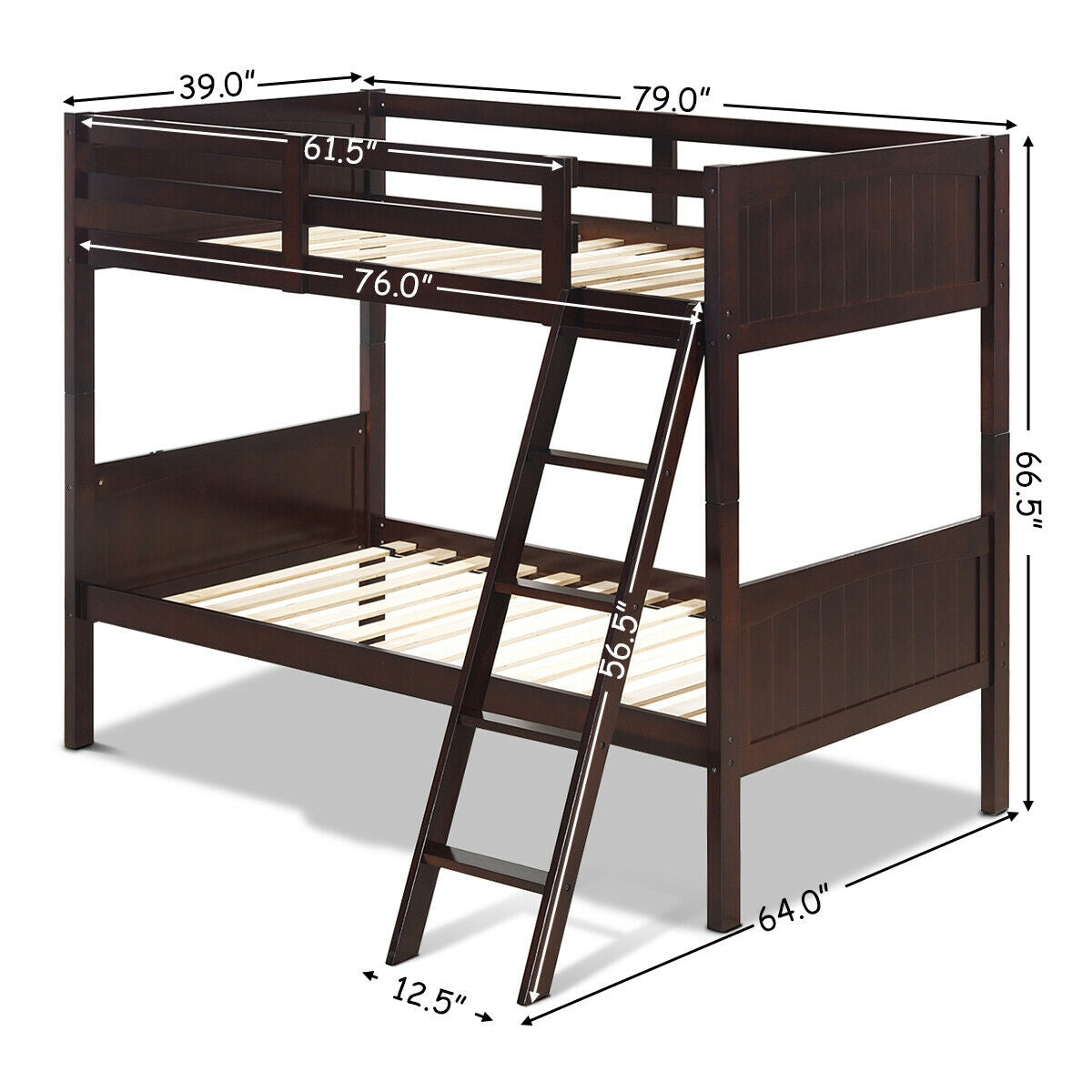 Twin Size Wooden Bunk Beds Convertible 2 Individual Beds-Bunk Bed Frame-DECOROLALA