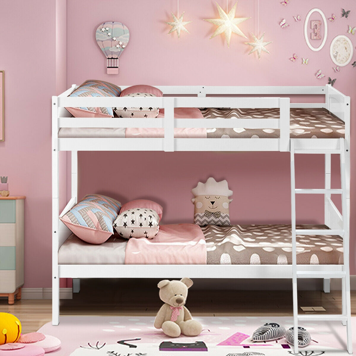 Twin Size Wooden Bunk Beds Convertible 2 Individual Beds-Bunk Bed Frame-DECOROLALA