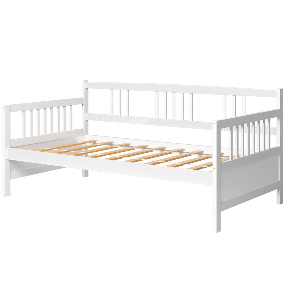 Twin Size Wooden Slats Daybed Bed with Rails-Trundle Bed Frame-DECOROLALA