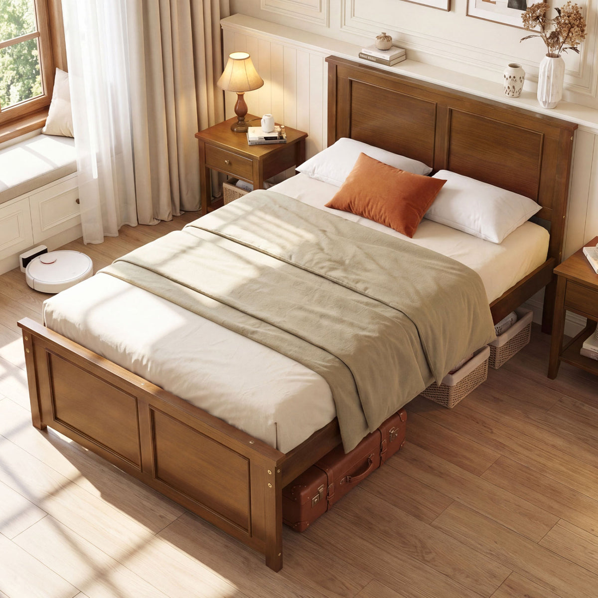 Twin Size Wooden Platform Bed Frame with Headboard-Simple Bed Frame-DECOROLALA