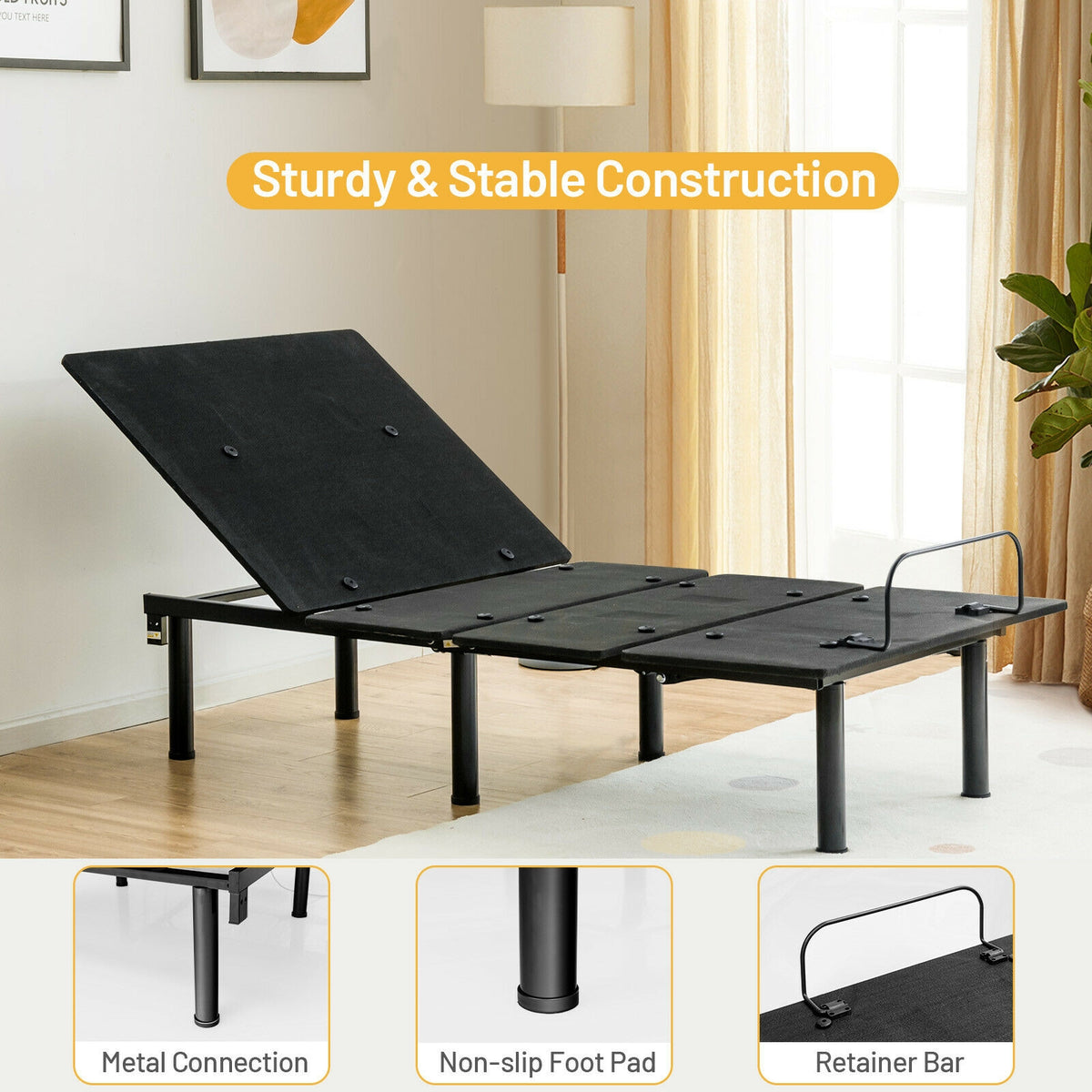 Twin XL Ergonomic Adjustable Bed Frame-Simple Bed Frame-DECOROLALA