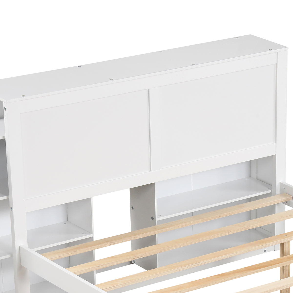 Twin/Full Kids Wooden Platform Bed with Trundle Storage Headboard-Twin Size-Simple Bed Frame-DECOROLALA