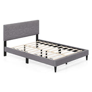 Twin/Full/Queen Size Bed Frame Modern Platform Bed with Linen Fabric Upholstered Headboard-Full-Simple Bed Frame-DECOROLALA