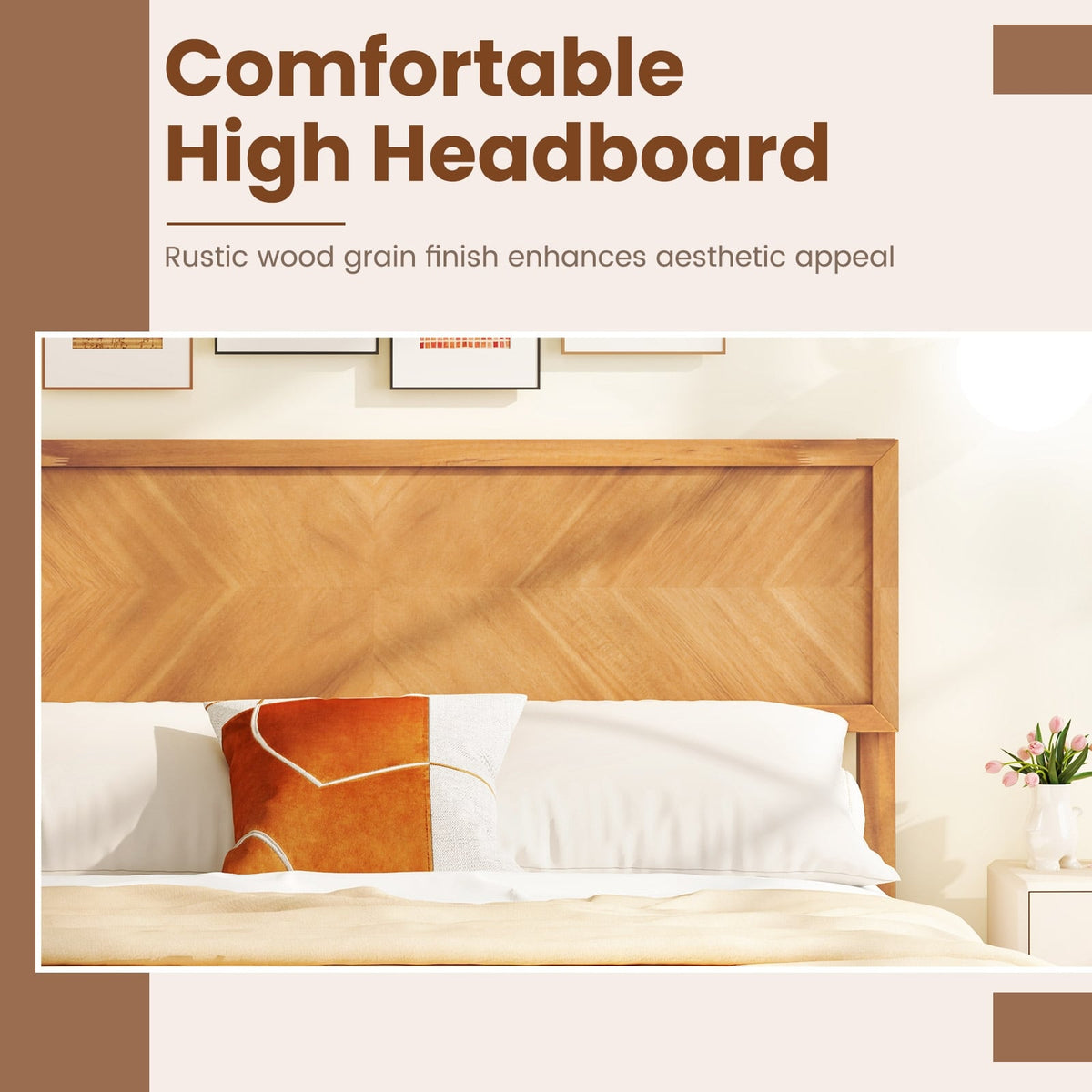 Twin/Full/Queen Size Bed Frame with Headboard and Storage Space-Full Size-Simple Bed Frame-DECOROLALA