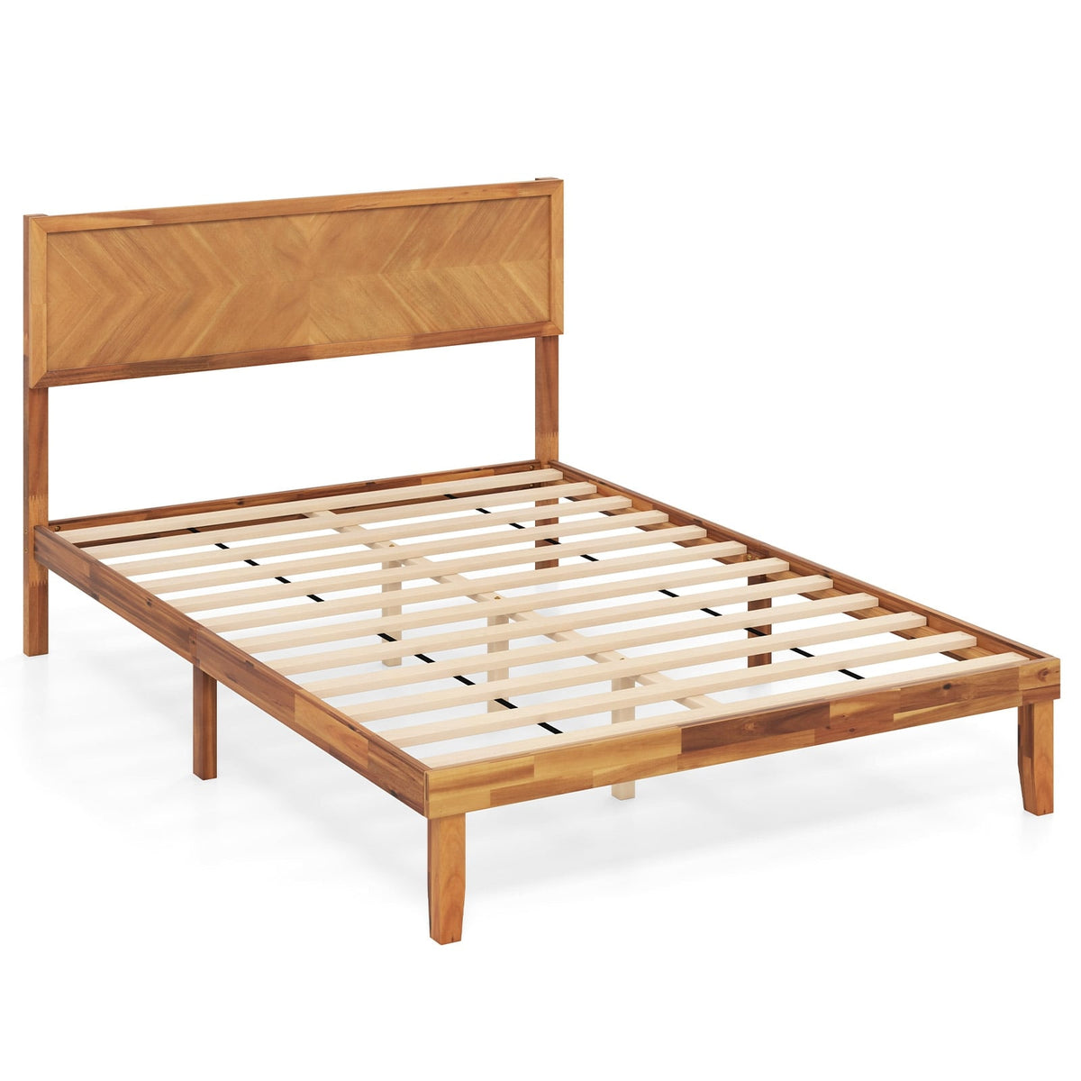 Twin/Full/Queen Size Bed Frame with Headboard and Storage Space-Full Size-Simple Bed Frame-DECOROLALA