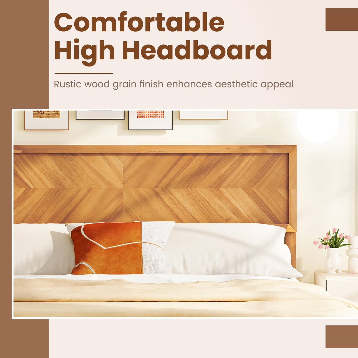 Twin/Full/Queen Size Bed Frame with Headboard and Storage Space-Queen Size-Simple Bed Frame-DECOROLALA