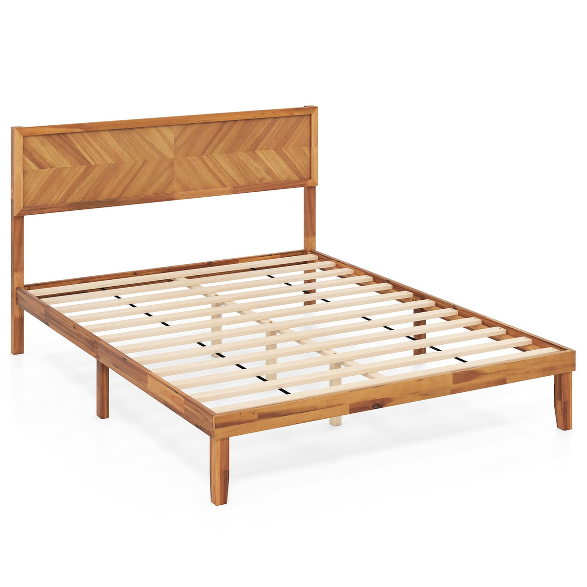Twin/Full/Queen Size Bed Frame with Headboard and Storage Space-Queen Size-Simple Bed Frame-DECOROLALA