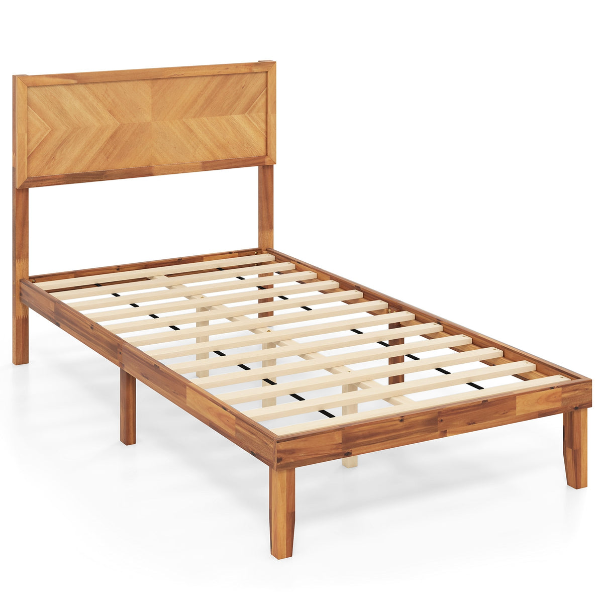 Twin/Full/Queen Size Bed Frame with Headboard and Storage Space-Twin Size-Simple Bed Frame-DECOROLALA