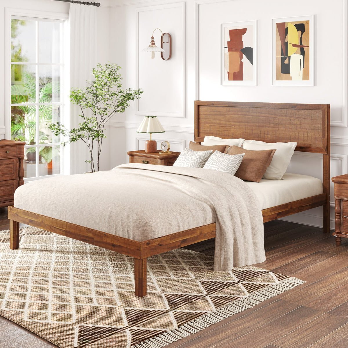 Twin/Full/Queen Size Bed Frame with Headboard and Wooden Slats Support-Full Size-Simple Bed Frame-DECOROLALA