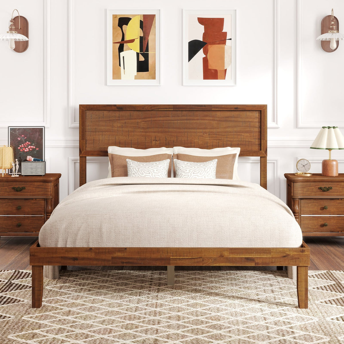 Twin/Full/Queen Size Bed Frame with Headboard and Wooden Slats Support-Full Size-Simple Bed Frame-DECOROLALA