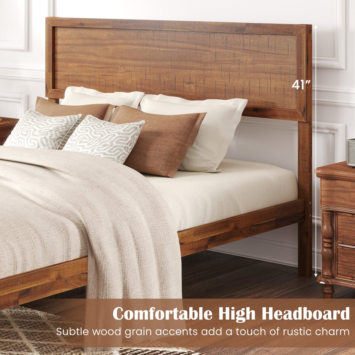 Twin/Full/Queen Size Bed Frame with Headboard and Wooden Slats Support-Full Size-Simple Bed Frame-DECOROLALA