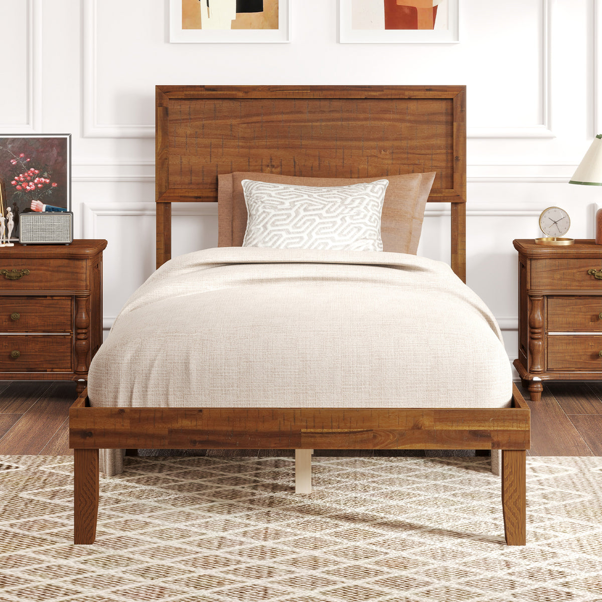 Twin/Full/Queen Size Bed Frame with Headboard and Wooden Slats Support-Twin Size-Simple Bed Frame-DECOROLALA