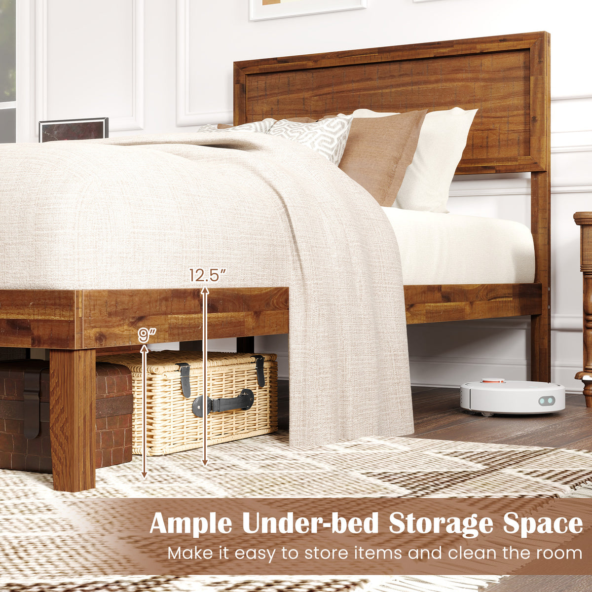 Twin/Full/Queen Size Bed Frame with Headboard and Wooden Slats Support-Twin Size-Simple Bed Frame-DECOROLALA