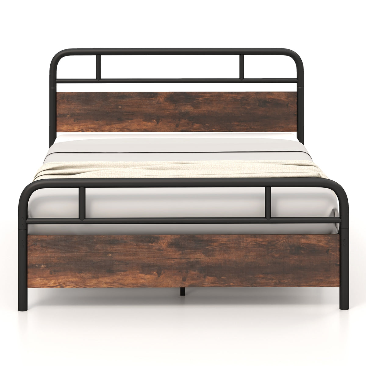 Twin/Full/Queen Size Bed Frame with Industrial Headboard-Queen Size-Simple Bed Frame-DECOROLALA