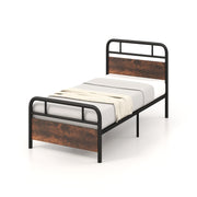 Twin/Full/Queen Size Bed Frame with Industrial Headboard-Twin Size-Simple Bed Frame-DECOROLALA