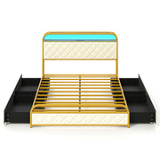 Twin/Full/Queen Size Bed Frame with LED Lights and Charging Station Gold-Full Size-Simple Bed Frame-DECOROLALA