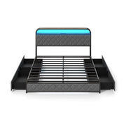 Twin/Full/Queen Size Bed Frame with LED Lights and Charging Station-Queen Size-Simple Bed Frame-DECOROLALA