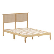 Twin/Full/Queen Size Bed Frame with Rattan Headboard-Full Size-Simple Bed Frame-DECOROLALA
