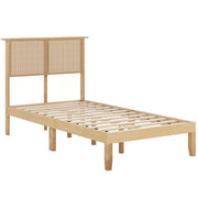Twin/Full/Queen Size Bed Frame with Rattan Headboard-Twin Size-Simple Bed Frame-DECOROLALA