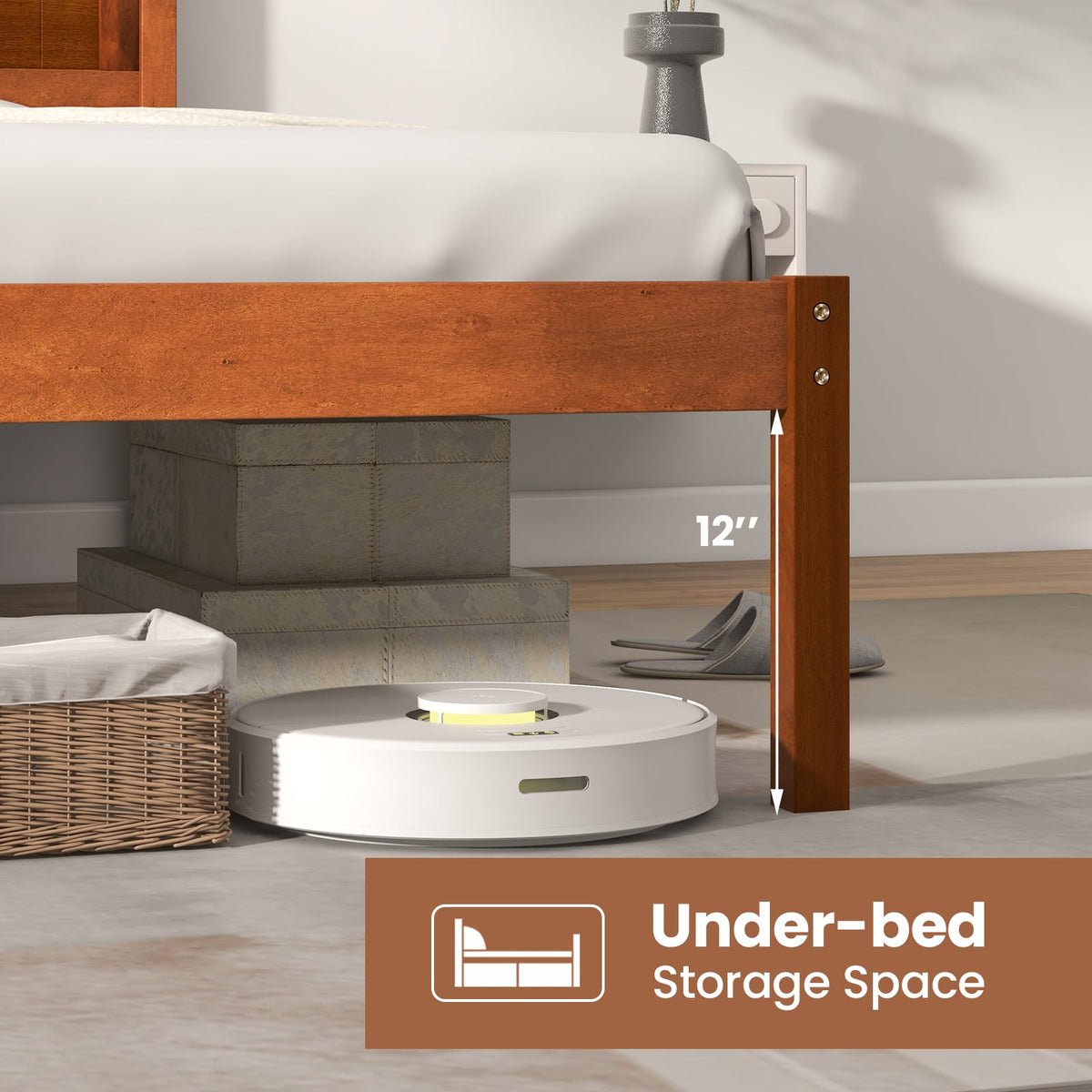 Twin/Full/Queen Size Bed Frame with Wooden Headboard and Slat Support-Full Size-Simple Bed Frame-DECOROLALA