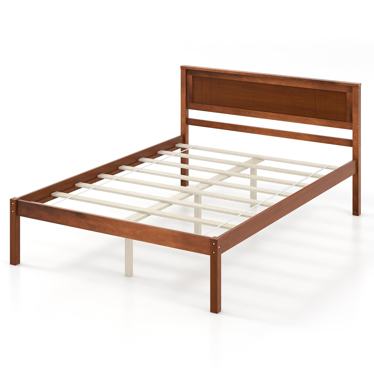 Twin/Full/Queen Size Bed Frame with Wooden Headboard and Slat Support-Full Size-Simple Bed Frame-DECOROLALA