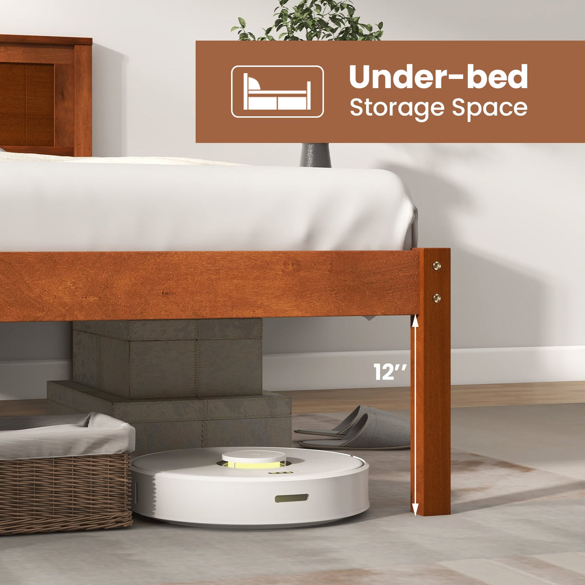 Twin/Full/Queen Size Bed Frame with Wooden Headboard and Slat Support-Twin Size-Simple Bed Frame-DECOROLALA