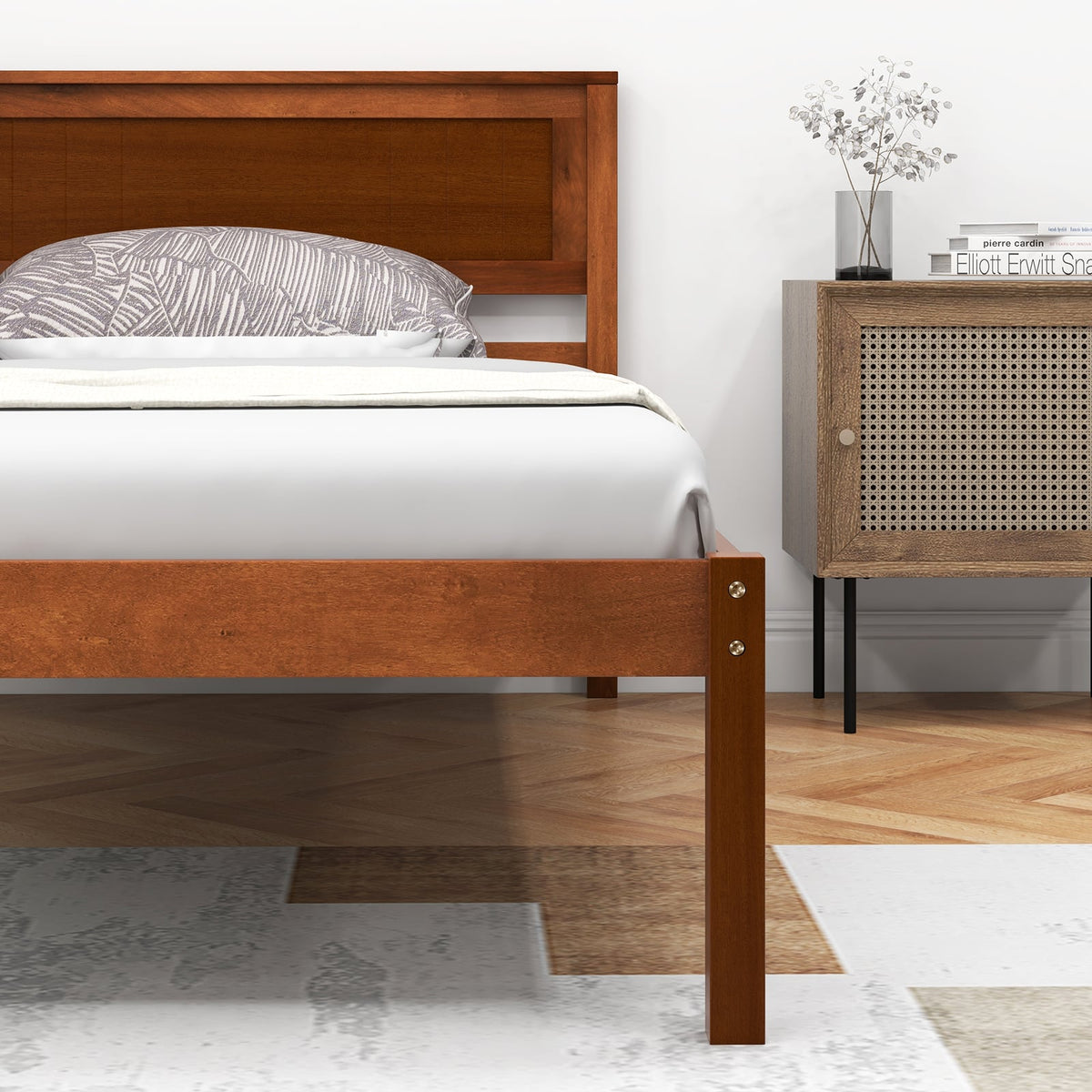 Twin/Full/Queen Size Bed Frame with Wooden Headboard and Slat Support-Twin Size-Simple Bed Frame-DECOROLALA