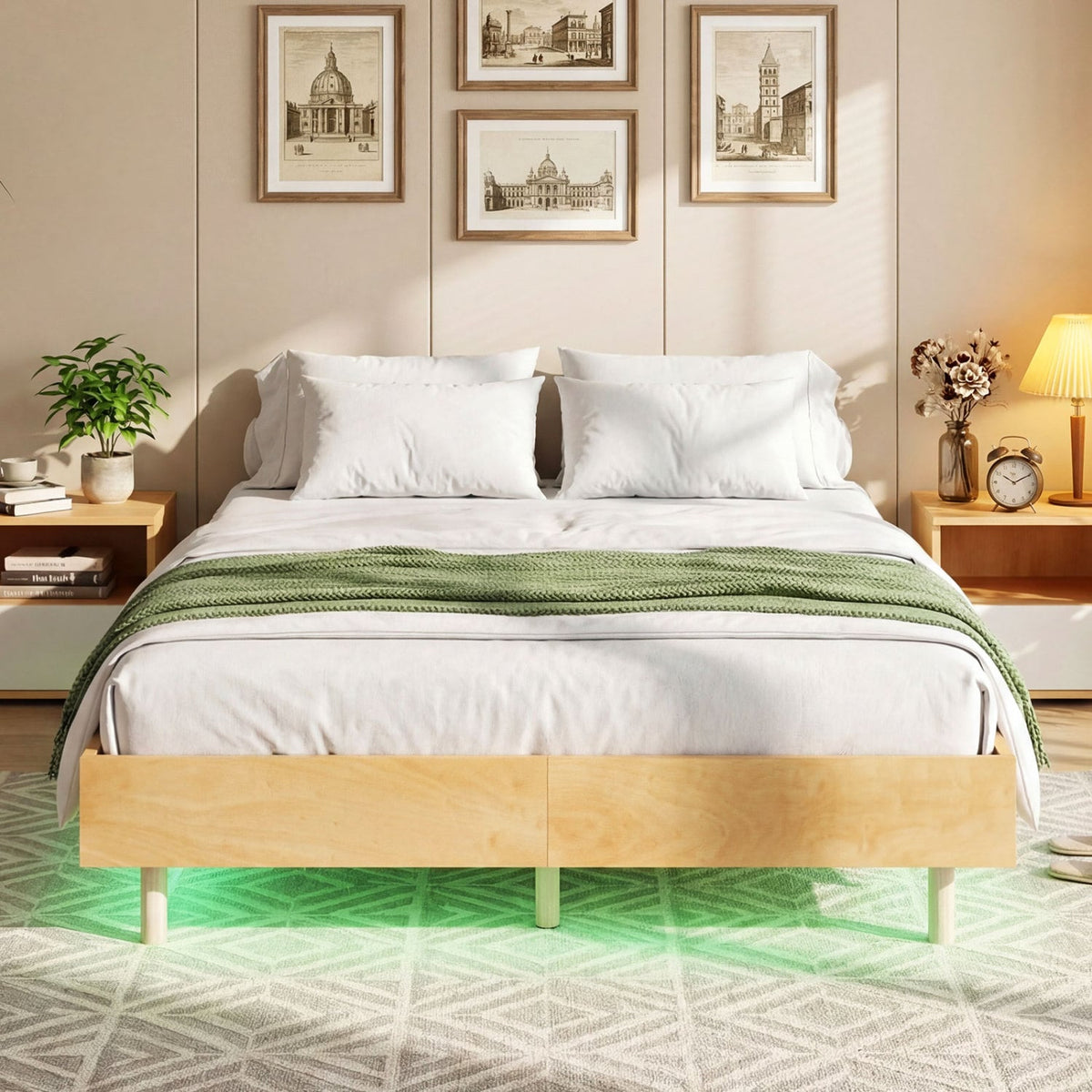 Twin/Full/Queen Size Floating Bed Frame with LED Lights for Bedroom-Full-Beds & Bed Frames-DECOROLALA