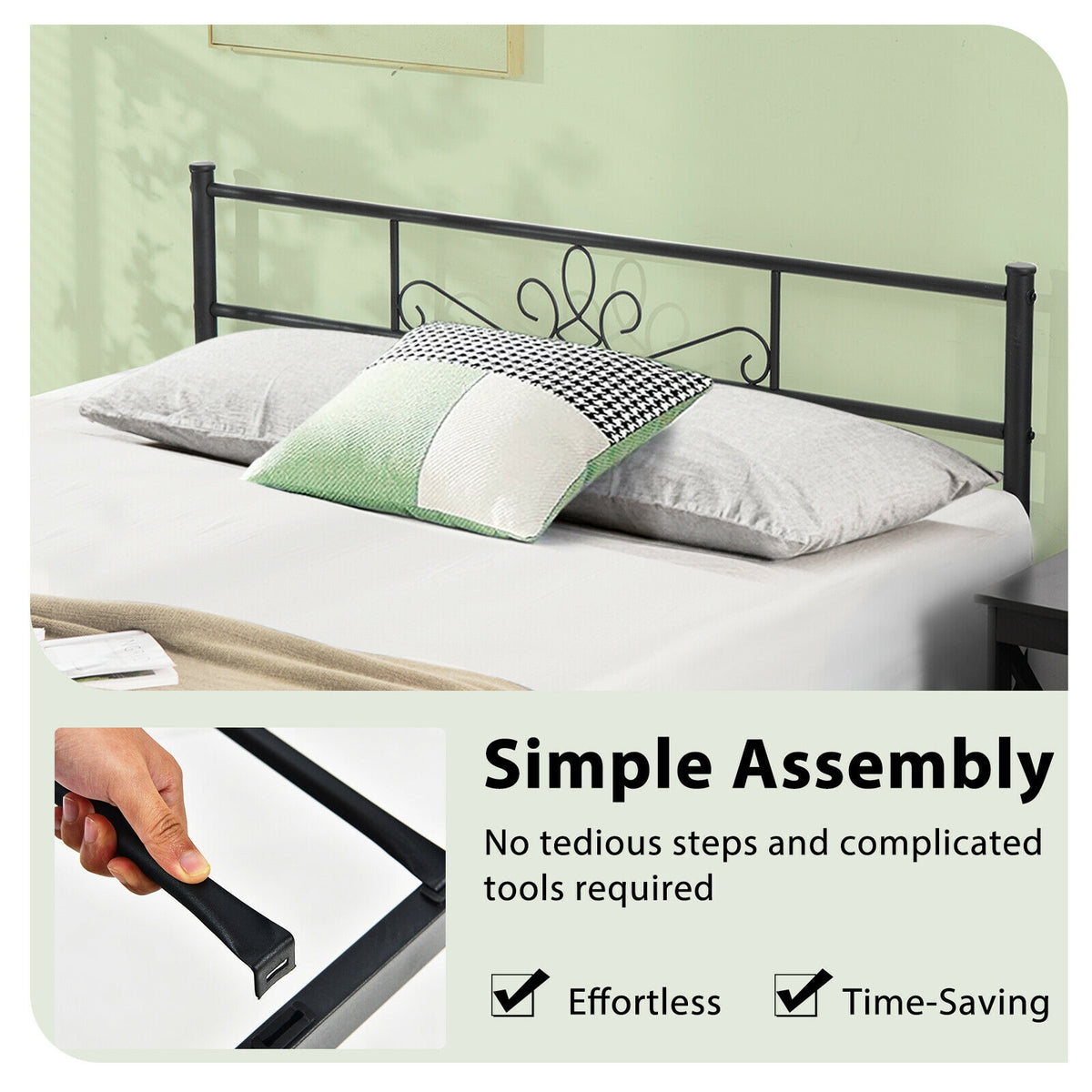 Twin/Full/Queen Size Metal Bed Frame with Headboard and Footboard-Full Size-Simple Bed Frame-DECOROLALA