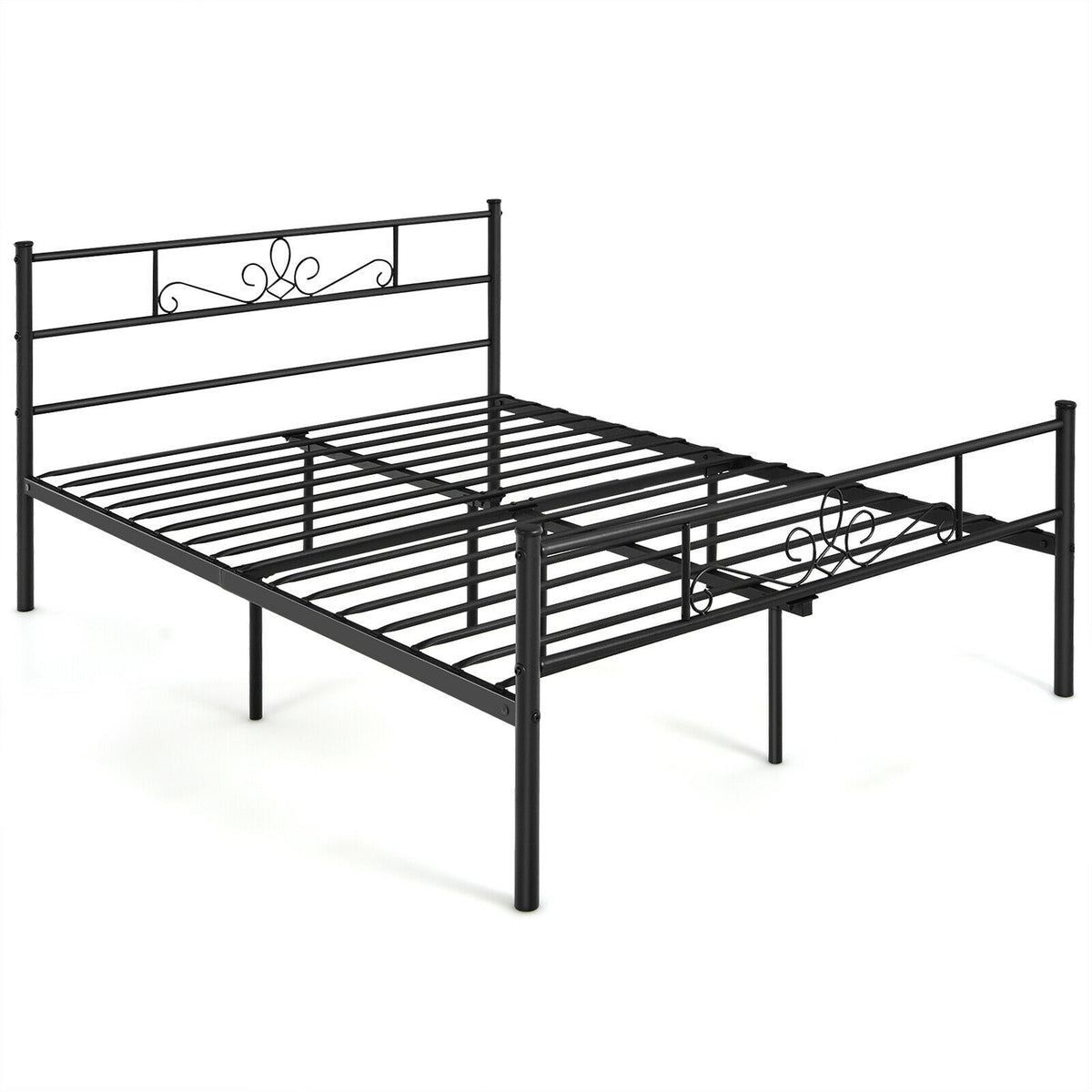 Twin/Full/Queen Size Metal Bed Frame with Headboard and Footboard-Full Size-Simple Bed Frame-DECOROLALA