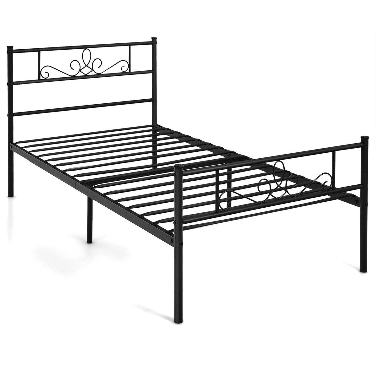 Twin/Full/Queen Size Metal Bed Frame with Headboard and Footboard-Twin Size-Simple Bed Frame-DECOROLALA