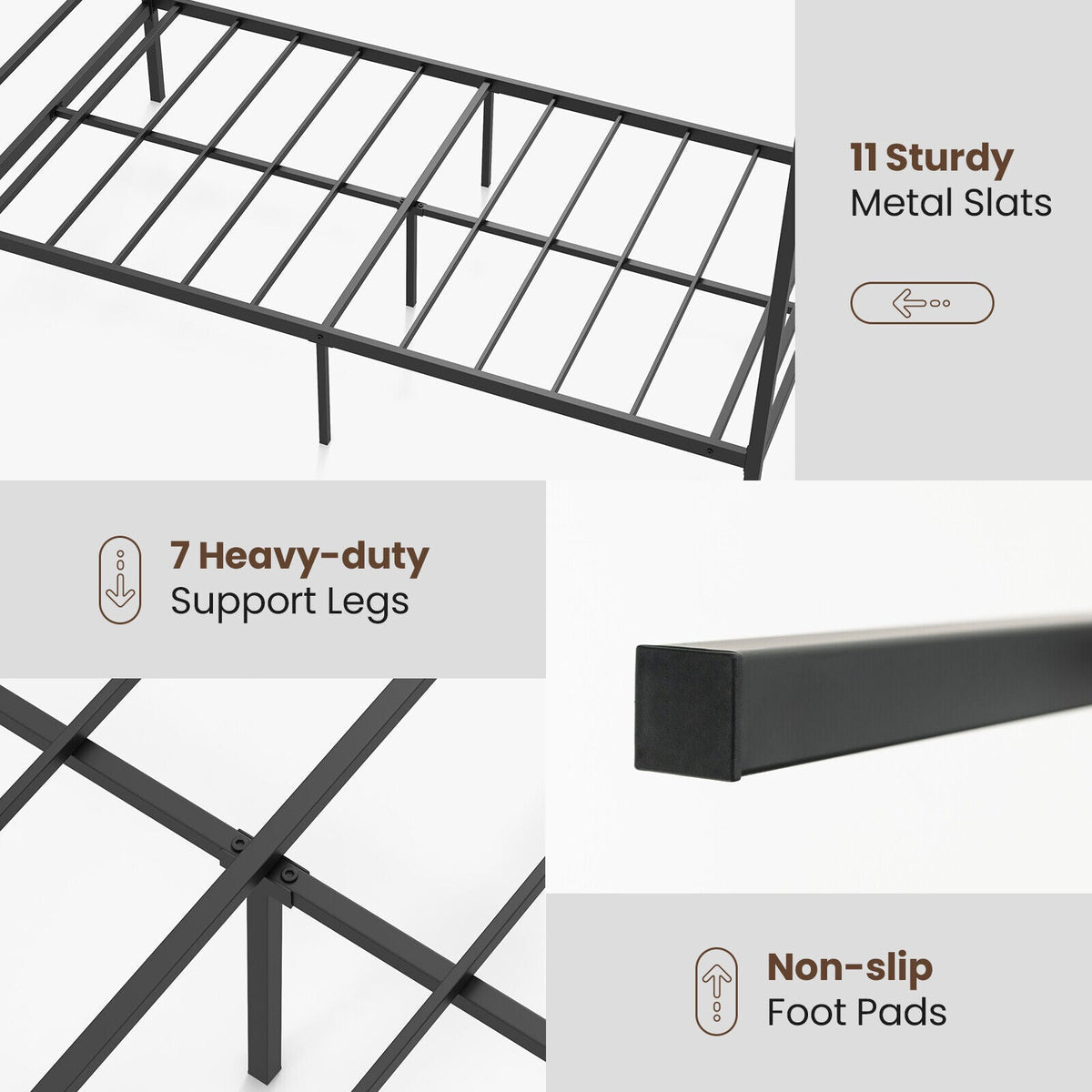 Twin/Full/Queen Size Metal Canopy Bed Frame with Slat Support-Simple Bed Frame-DECOROLALA