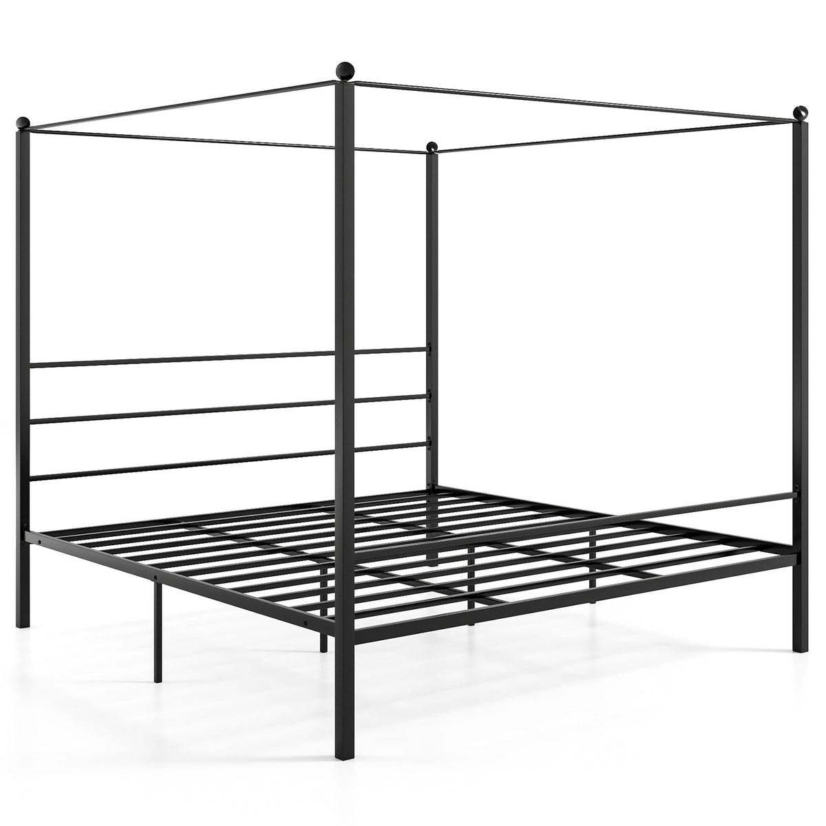 Twin/Full/Queen Size Metal Canopy Bed Frame with Slat Support-Simple Bed Frame-DECOROLALA