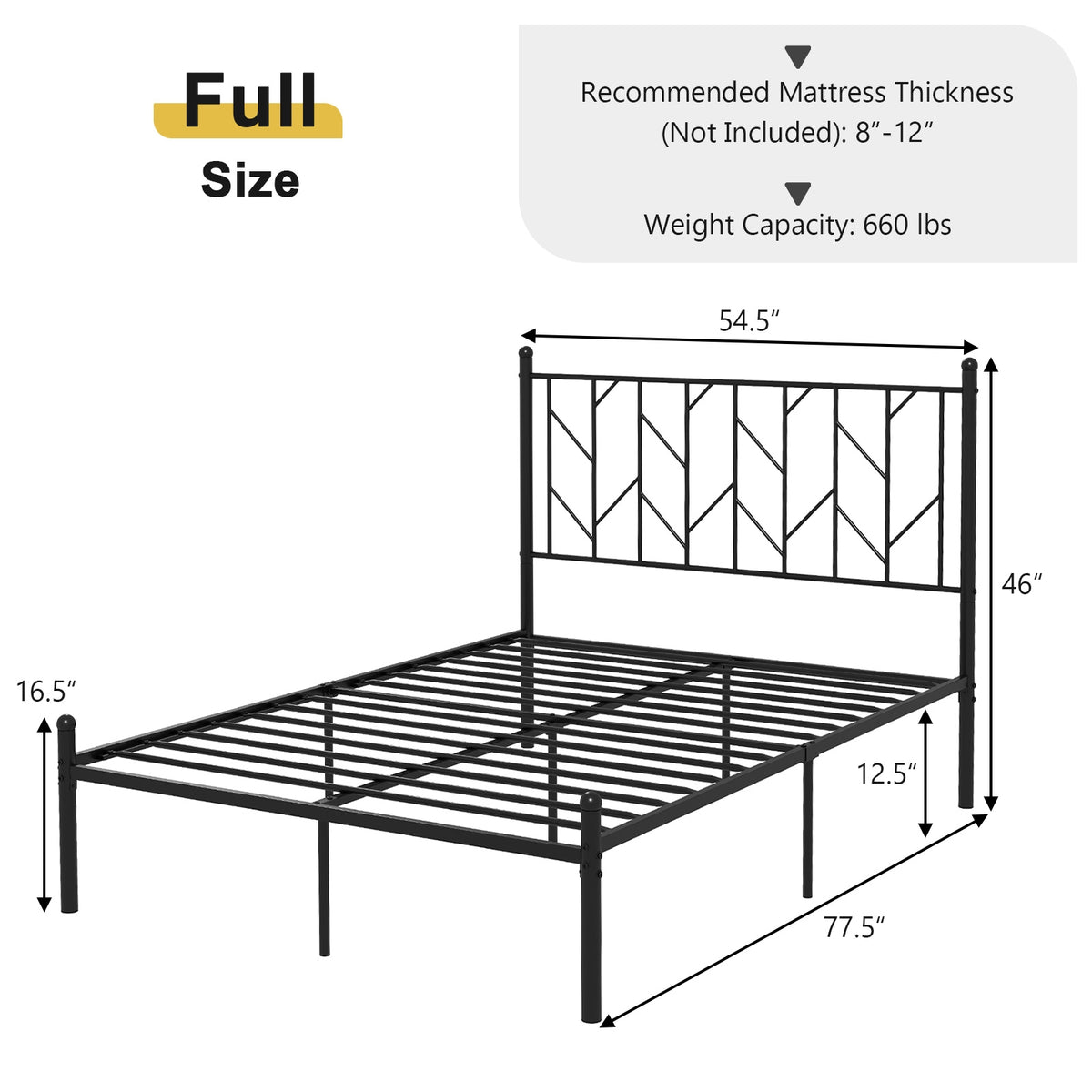 Twin/Full/Queen Size Platform Bed Frame with Sturdy Metal Slat Support-Full Size-Simple Bed Frame-DECOROLALA