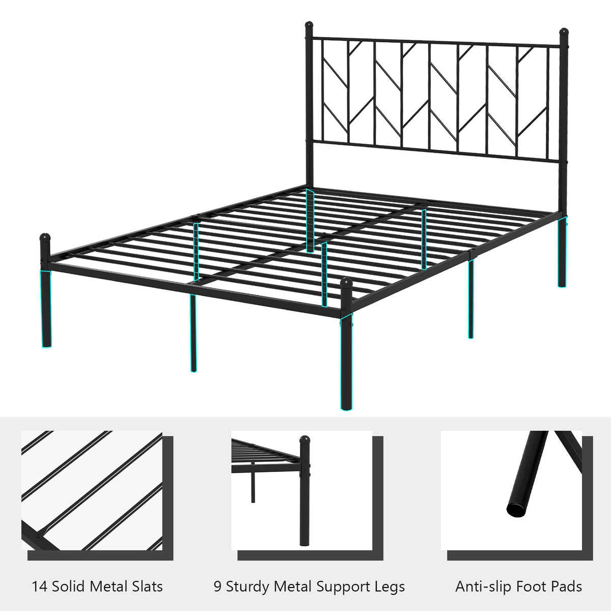 Twin/Full/Queen Size Platform Bed Frame with Sturdy Metal Slat Support-Full Size-Simple Bed Frame-DECOROLALA