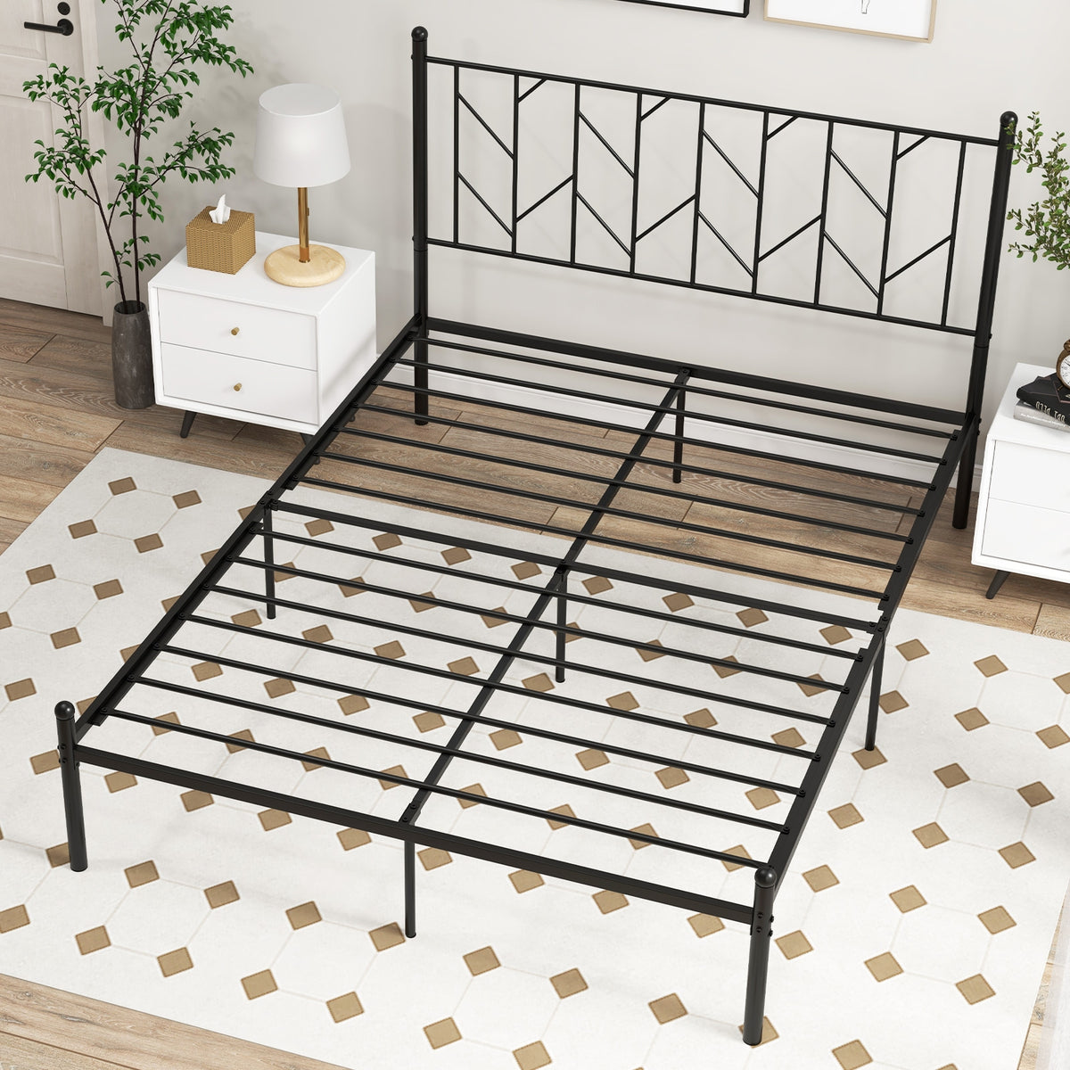 Twin/Full/Queen Size Platform Bed Frame with Sturdy Metal Slat Support-Queen Size-Simple Bed Frame-DECOROLALA