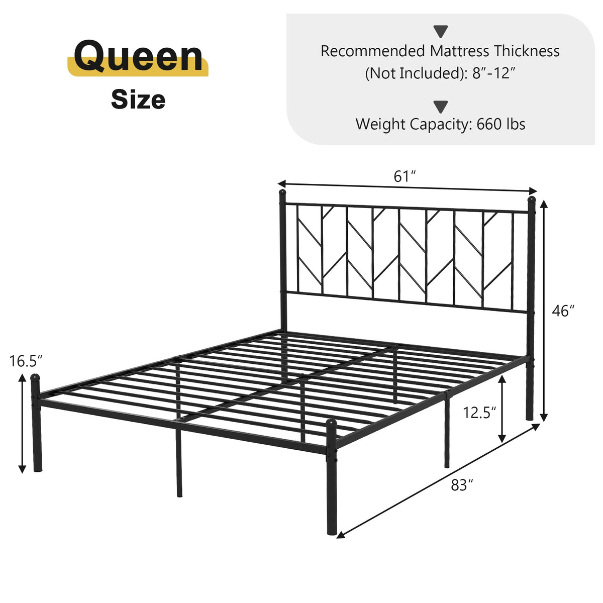 Twin/Full/Queen Size Platform Bed Frame with Sturdy Metal Slat Support-Queen Size-Simple Bed Frame-DECOROLALA