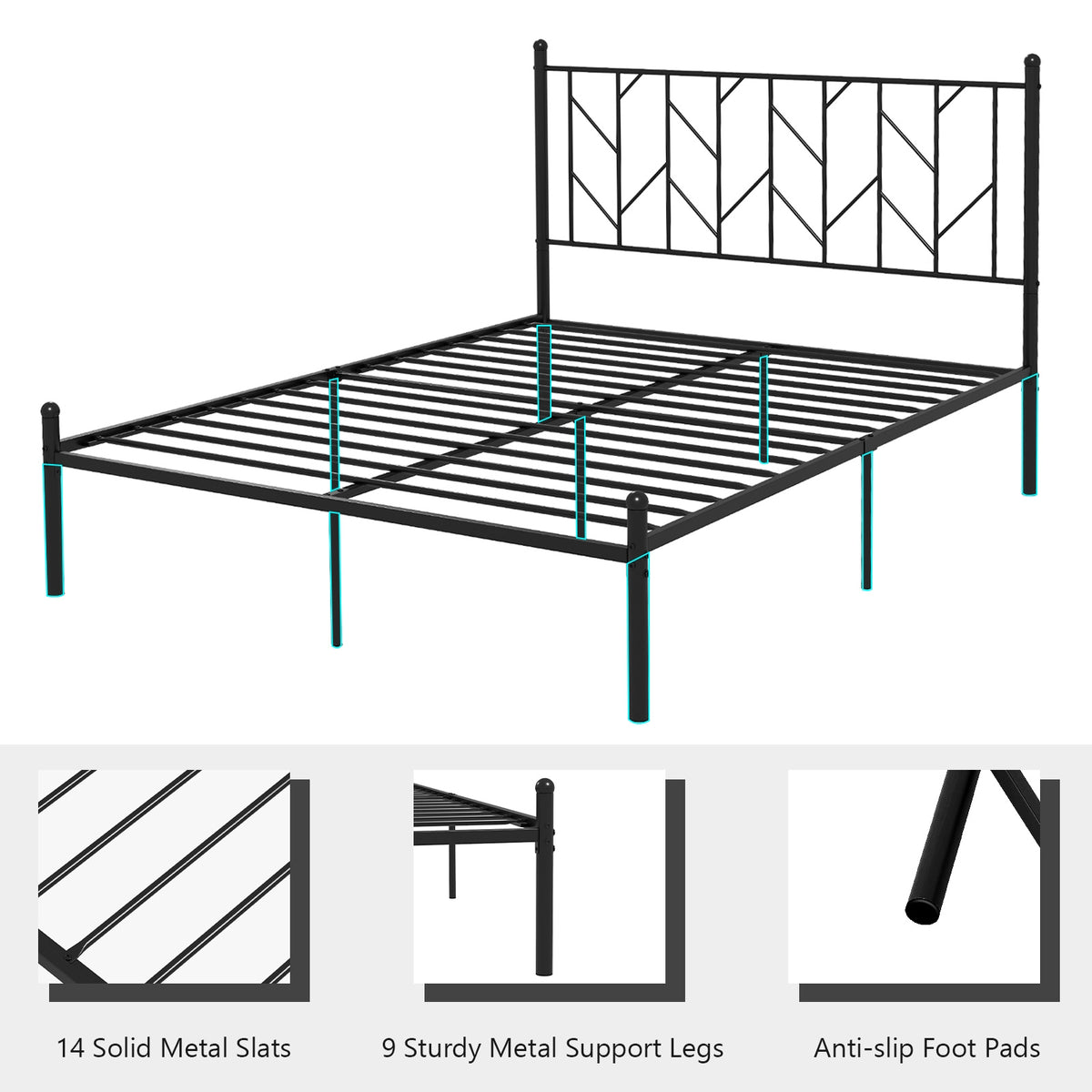 Twin/Full/Queen Size Platform Bed Frame with Sturdy Metal Slat Support-Queen Size-Simple Bed Frame-DECOROLALA