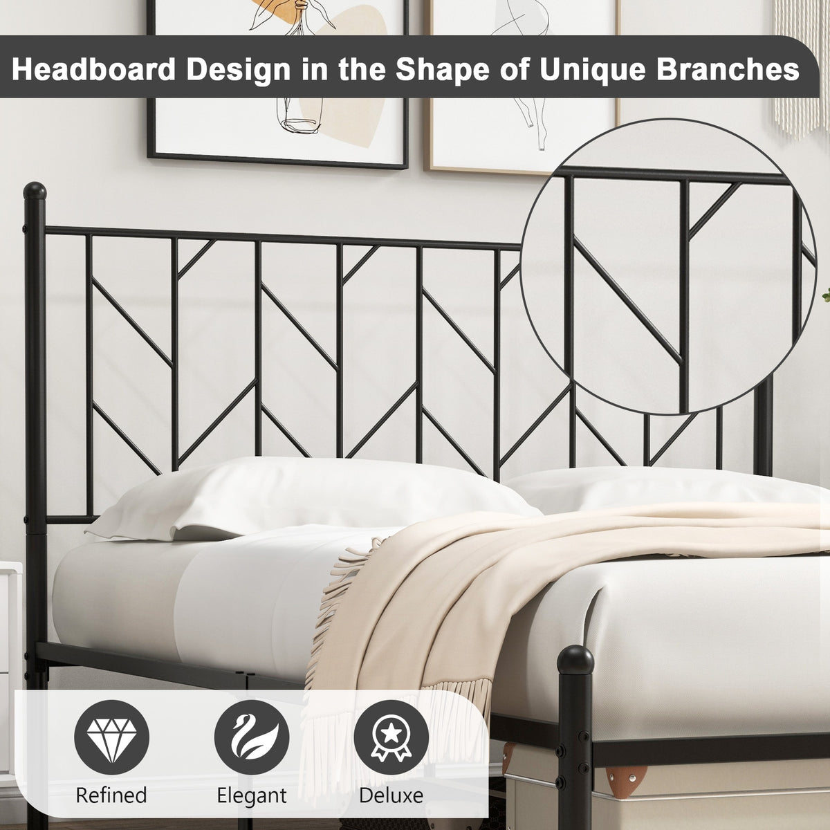 Twin/Full/Queen Size Platform Bed Frame with Sturdy Metal Slat Support-Queen Size-Simple Bed Frame-DECOROLALA