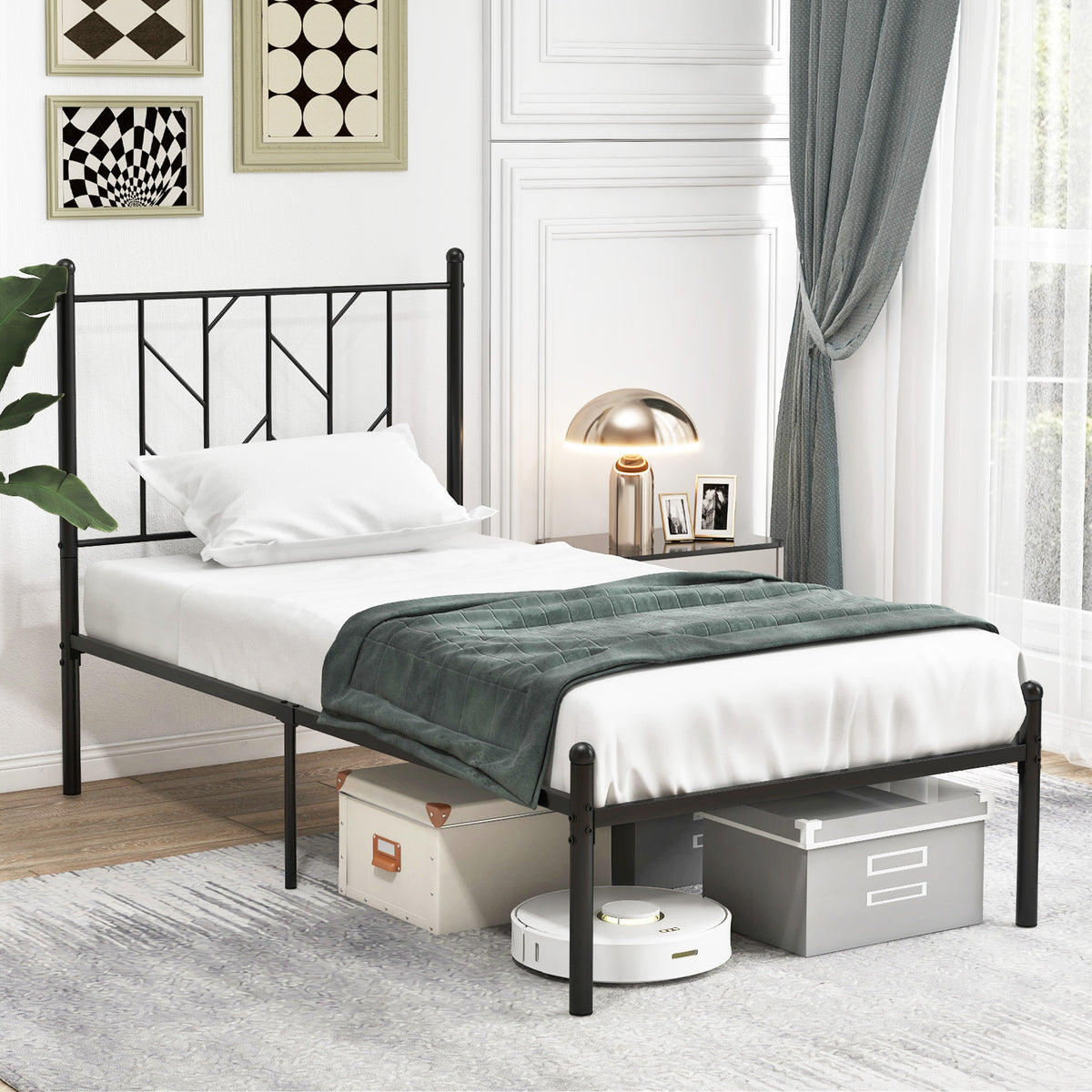 Twin/Full/Queen Size Platform Bed Frame with Sturdy Metal Slat Support-Twin Size-Simple Bed Frame-DECOROLALA