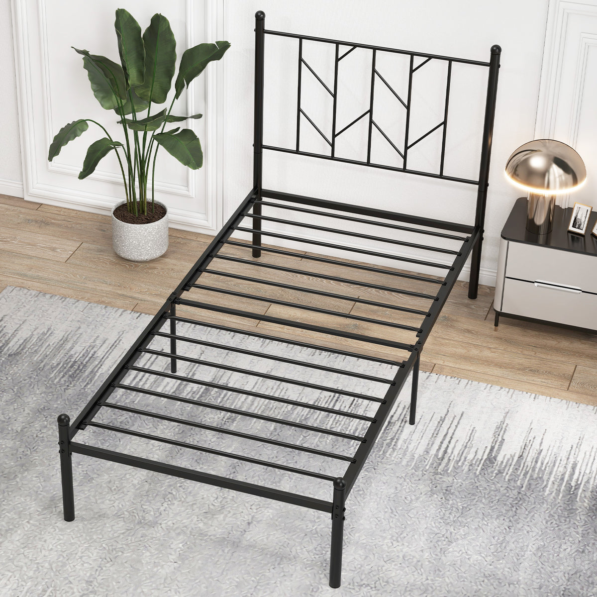 Twin/Full/Queen Size Platform Bed Frame with Sturdy Metal Slat Support-Twin Size-Simple Bed Frame-DECOROLALA
